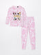 Crew Neck Minnie Mouse Printed Long Sleeve Girl Pajama Set